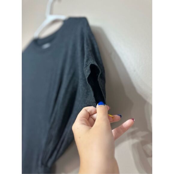 AllSaints Shera Knit Belted Side Tie Short Sleeve Dark Gray Women's Top Small - Picture 3 of 11